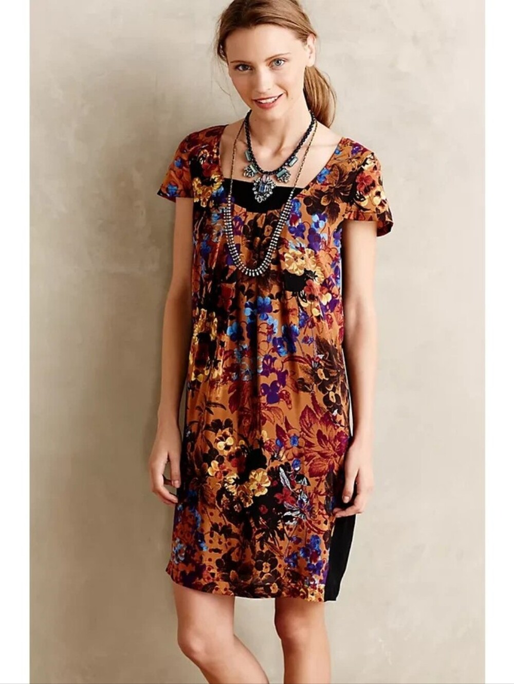 Anthropologie Maeve Pintura Silk Floral Mini Dress Size S
